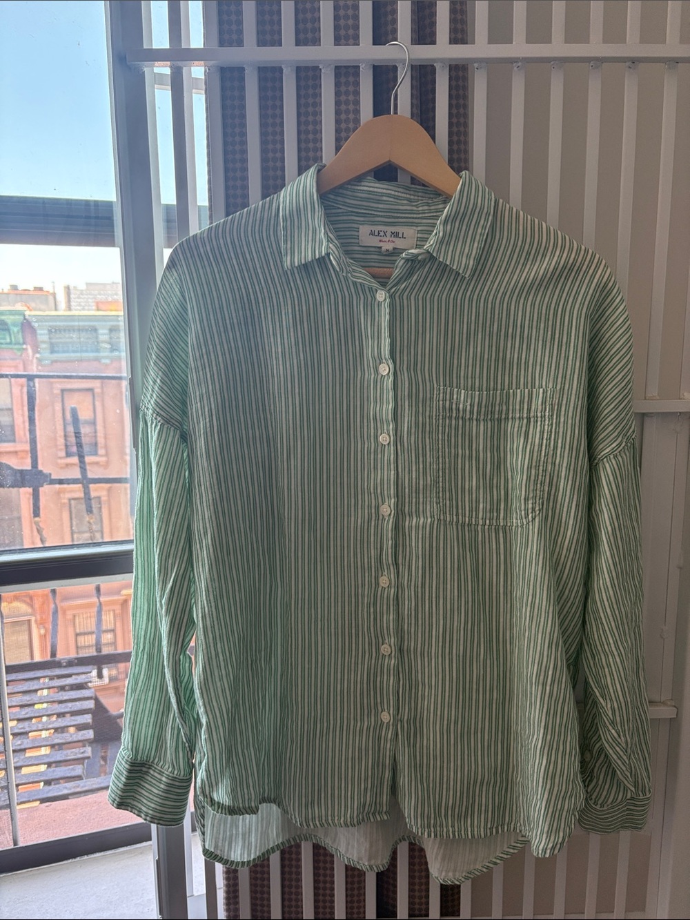 Alex Mill Green Striped Jo Shirt